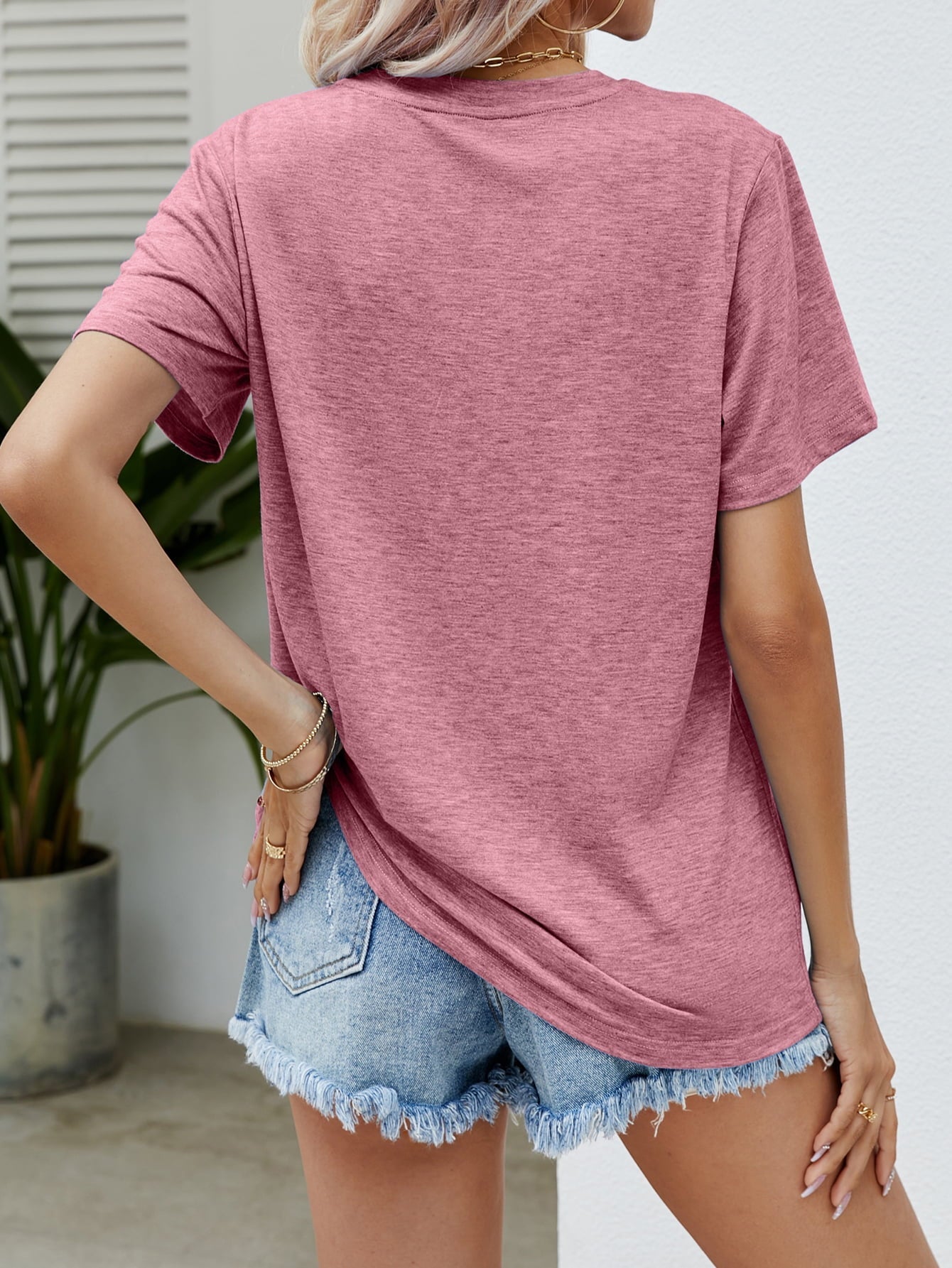 US Flag Flower Graphic Tee – Dusty Pink by Simply Love