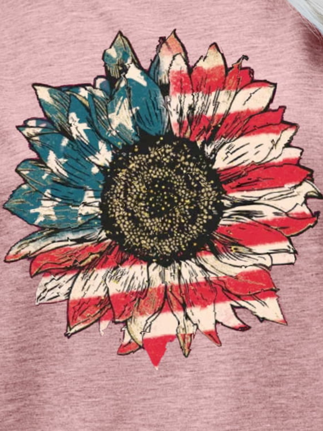 US Flag Flower Graphic Tee – Blush Pink by Simply Love