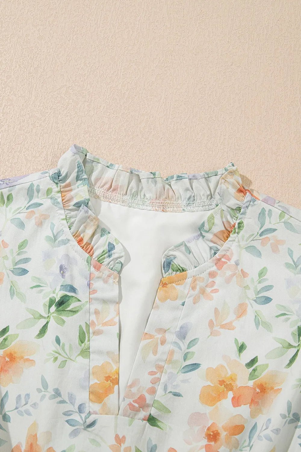 Frill Notched Puff Sleeve Dress – Floral by Simply Love