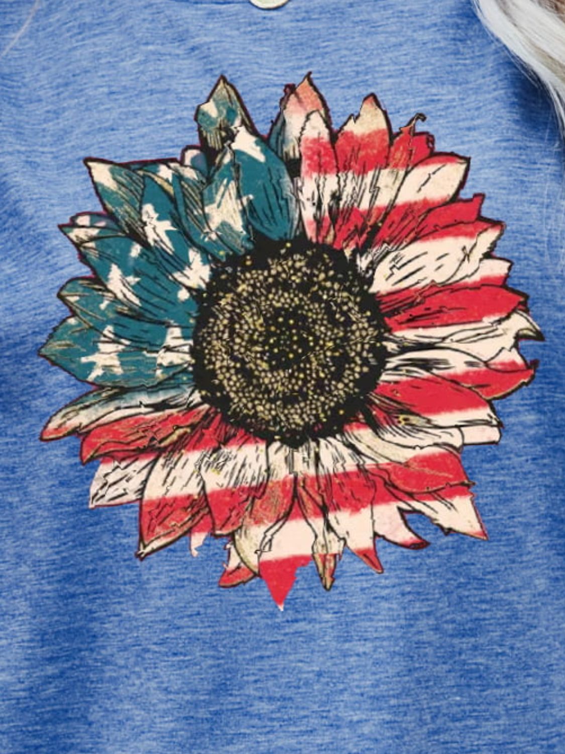 US Flag Flower Graphic Tee – Cobalt Blue by Simply Love