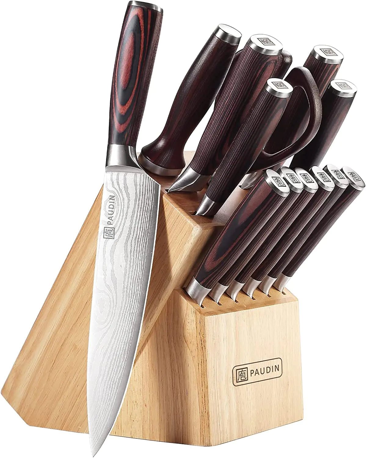 PAUDIN 14PC Knife Set – High Carbon German Steel with Block | Pro Kitchen Essentials – by SbrTnHomes