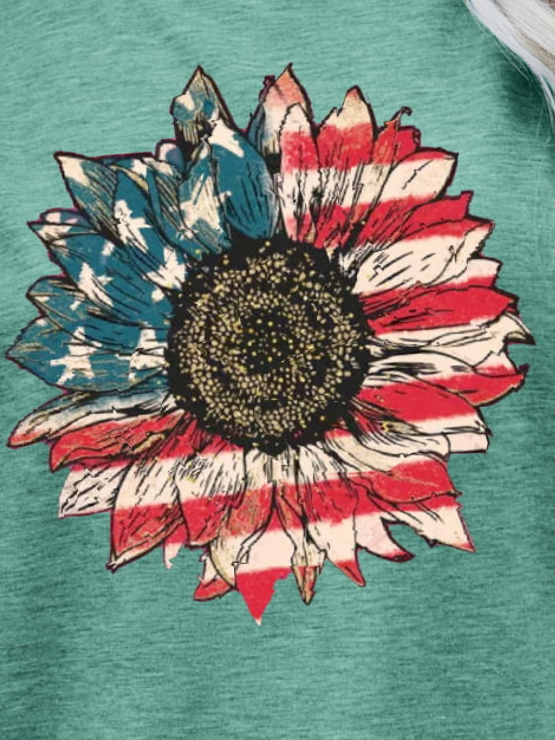 US Flag Flower Graphic Tee – Gum Leaf by Simply Love