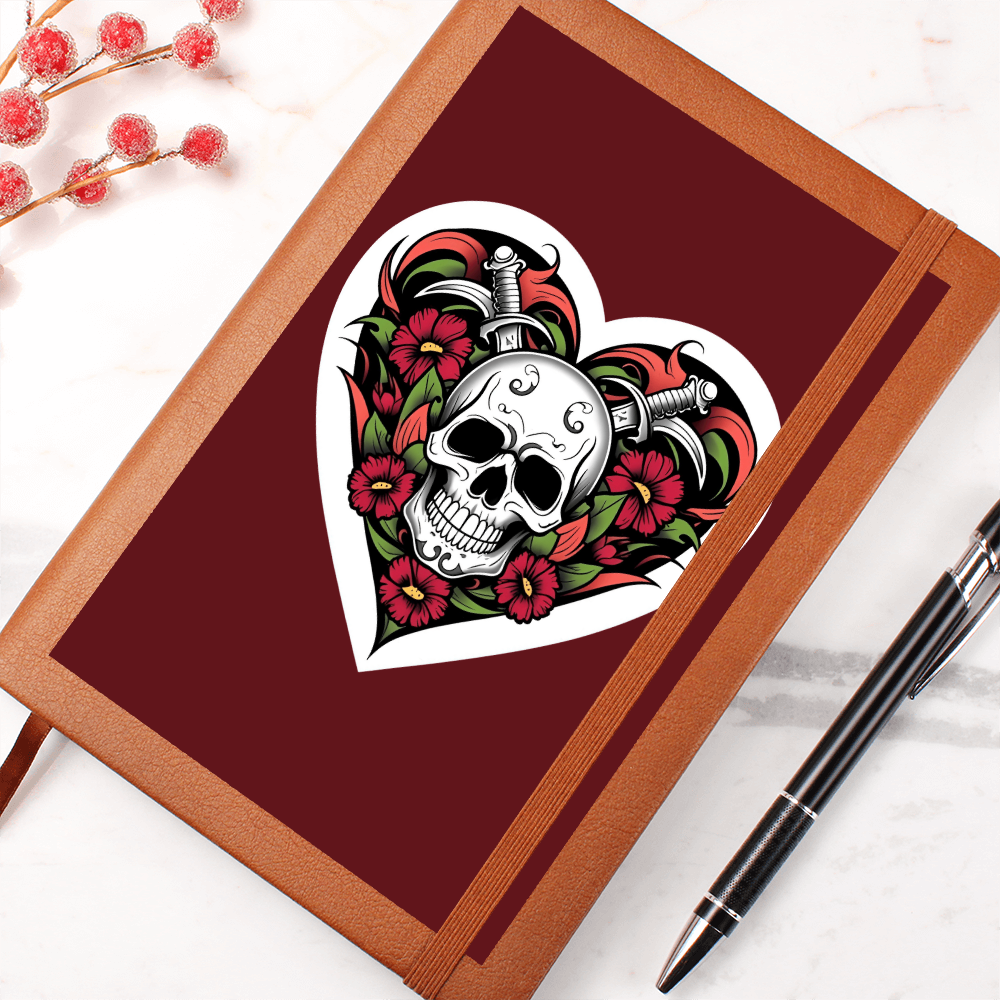 Skull & Dagger Heart classic design| Graphic Leather Journal