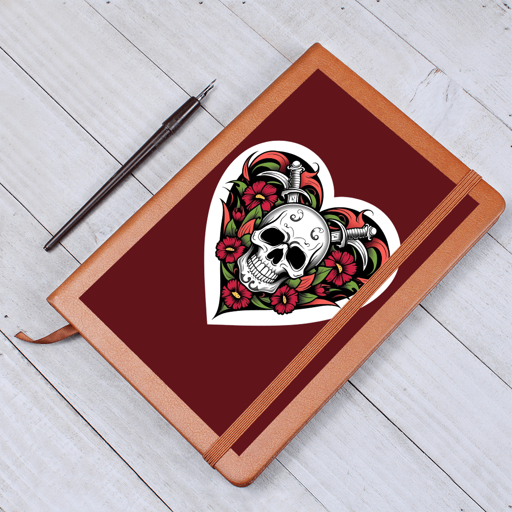 Skull & Dagger Heart classic design| Graphic Leather Journal