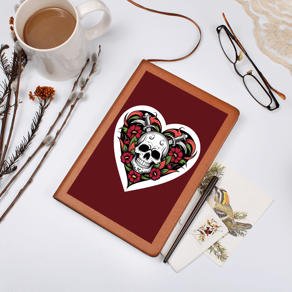 Skull & Dagger Heart classic design| Graphic Leather Journal