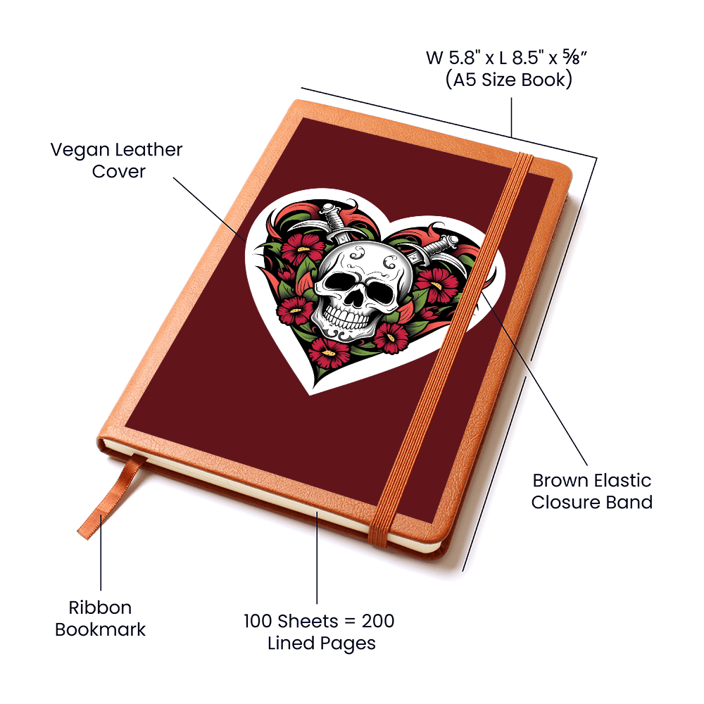 Skull & Dagger Heart classic design| Graphic Leather Journal
