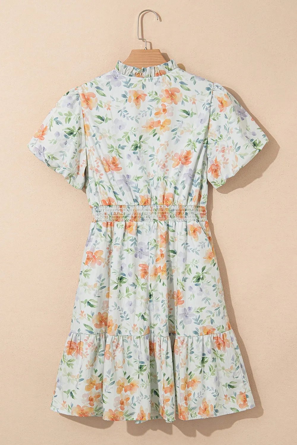 Frill Notched Puff Sleeve Dress – Floral by Simply Love