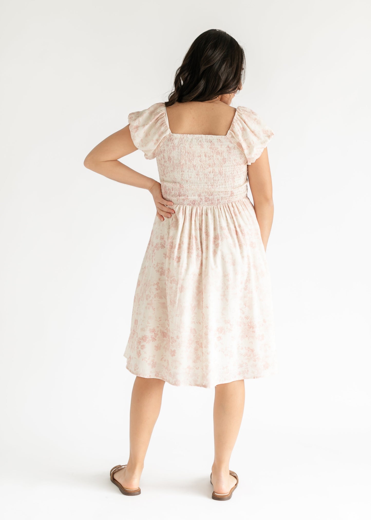 Brienna Ruched Bodice Cap Sleeve Midi Dress