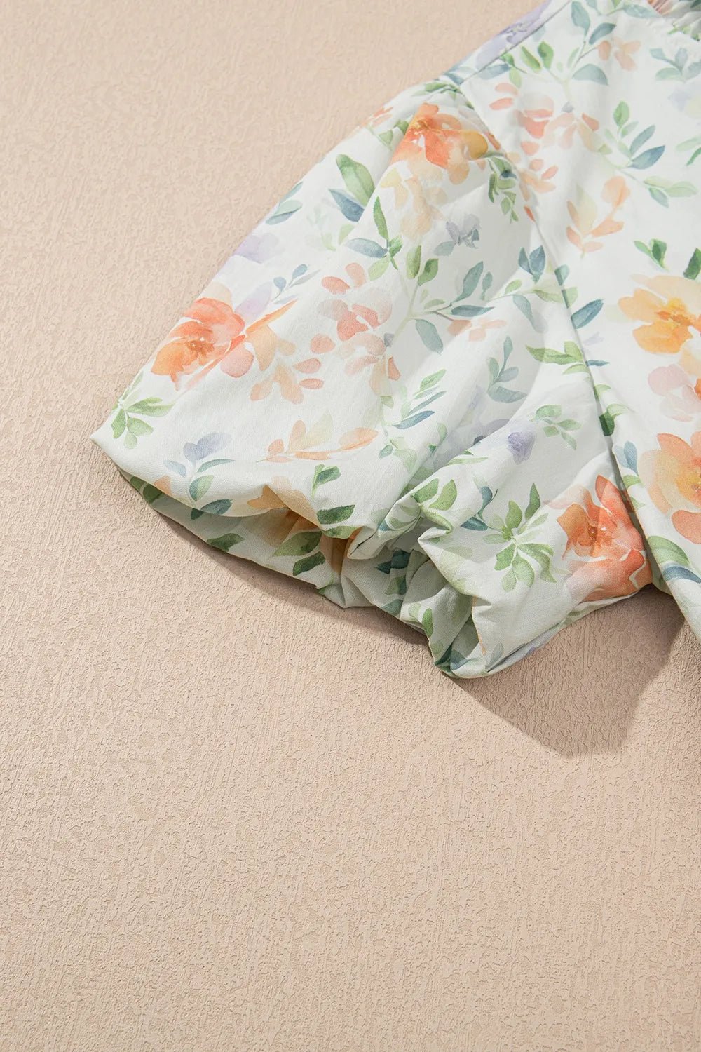 Frill Notched Puff Sleeve Dress – Floral by Simply Love