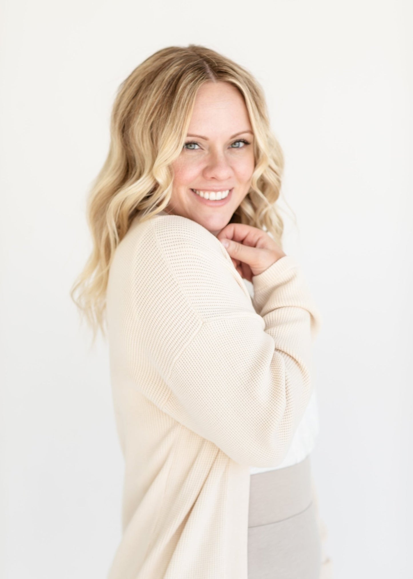 Essential Waffle Knit Cardigan - FINAL SALE – Light Olive IC Tops by Inherit Co.