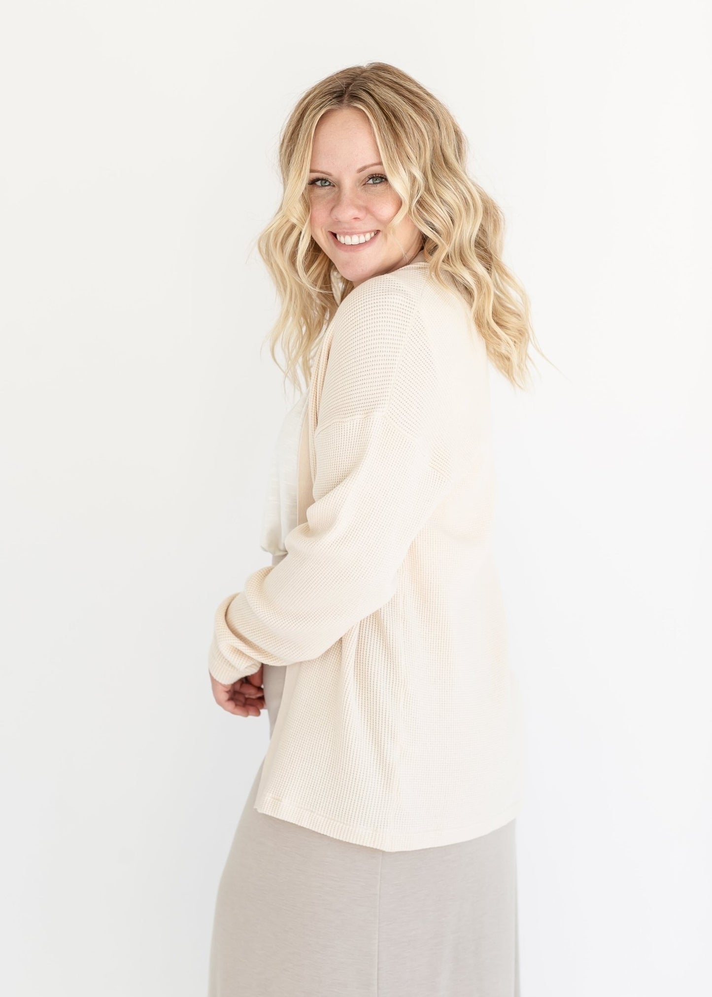 Essential Waffle Knit Cardigan - FINAL SALE – Light Olive IC Tops by Inherit Co.