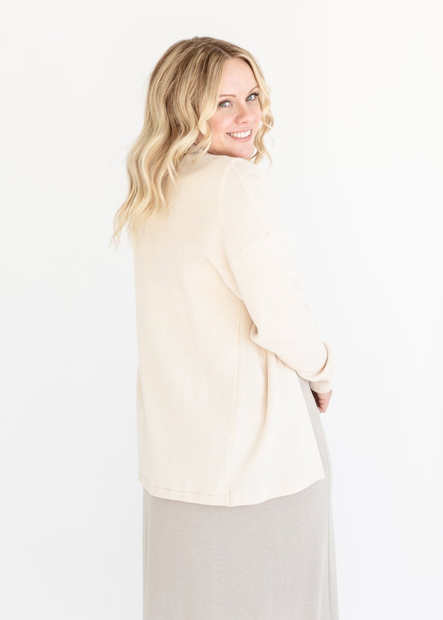 Essential Waffle Knit Cardigan - FINAL SALE – Light Olive IC Tops by Inherit Co.