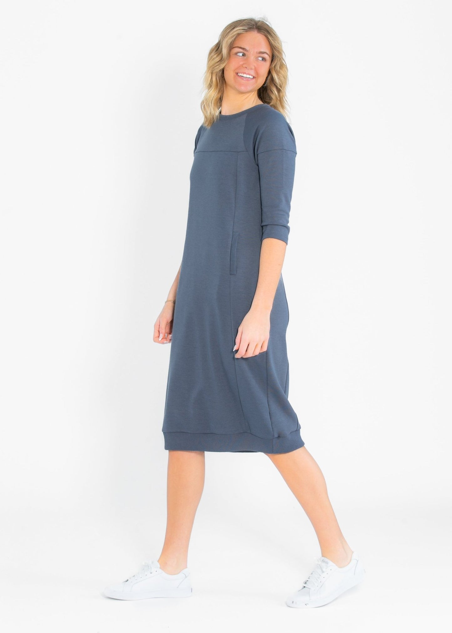 Liv 3/4 Sleeve Sweatshirt Midi Dress – XS IC Dresses by Inherit Co.