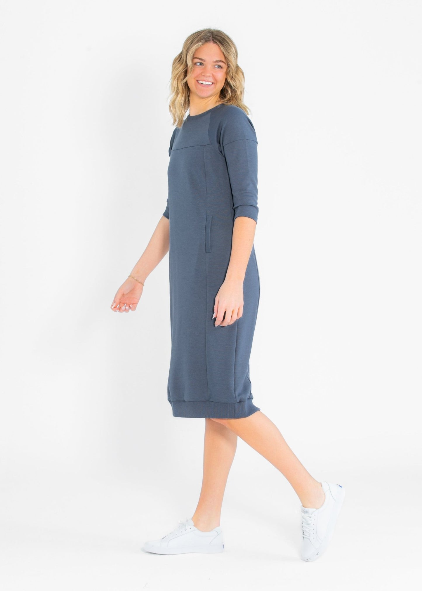 Liv 3/4 Sleeve Sweatshirt Midi Dress – XS IC Dresses by Inherit Co.