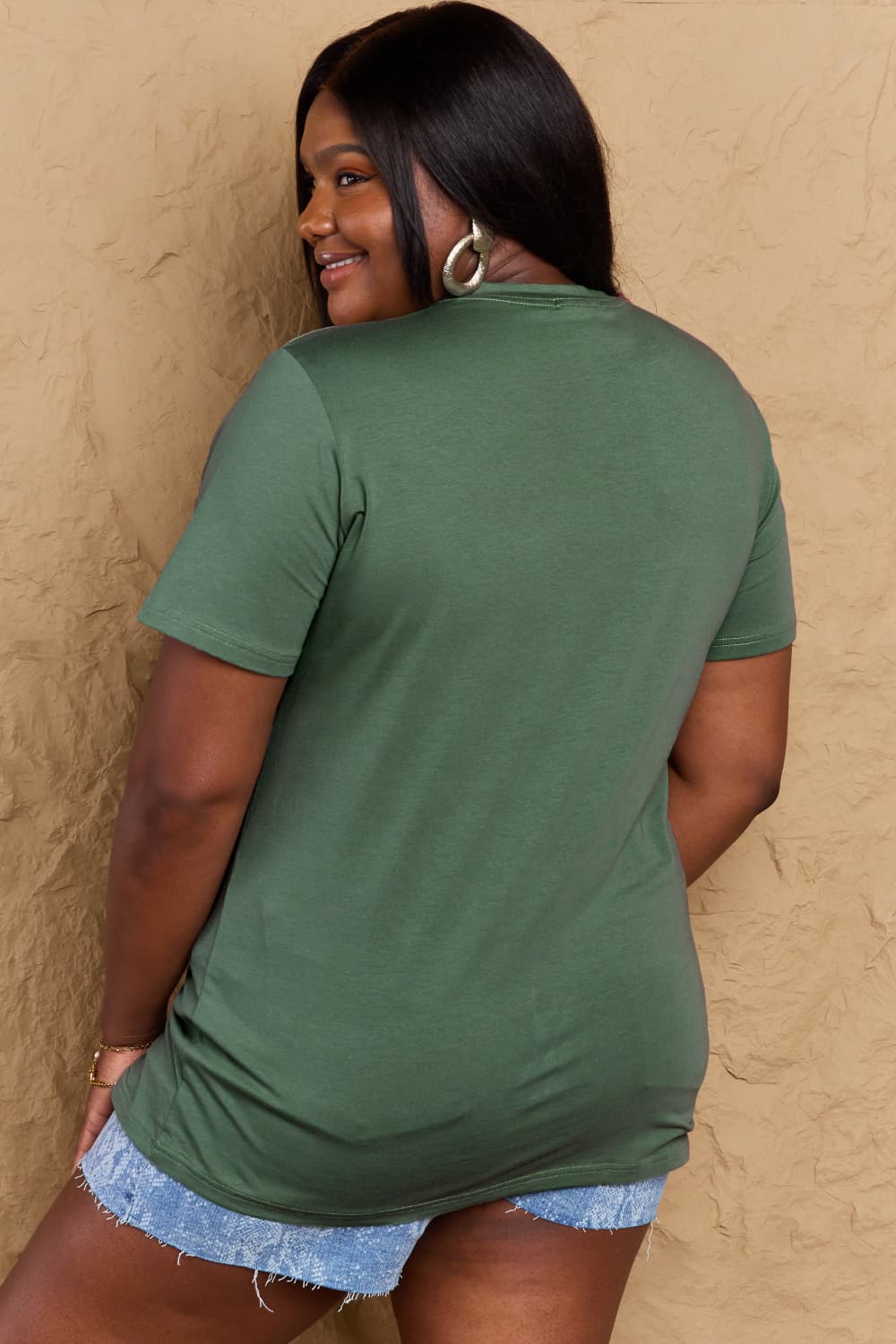 Simply Love Full Size BOOKS ARE MY LOVE LANGUAGE Graphic Cotton Tee – Green by Simply Love
