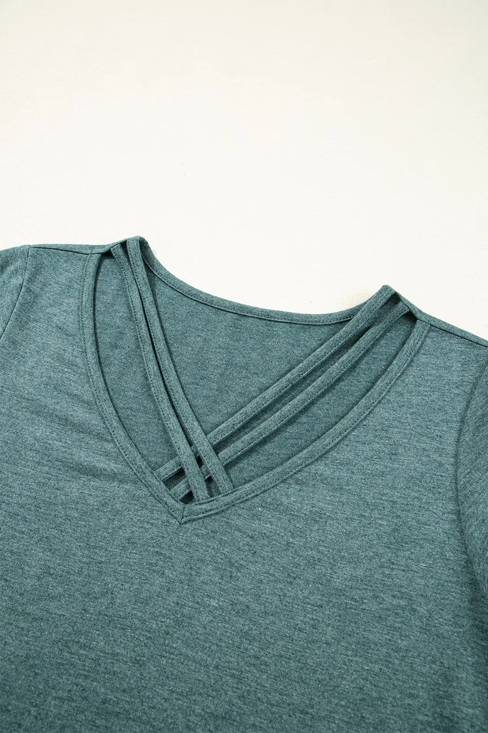 V - Neck Short Sleeve T-Shirt – Turquoise by Simply Love