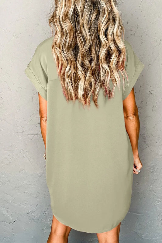 Collared Neck Short Sleeve Mini Dress