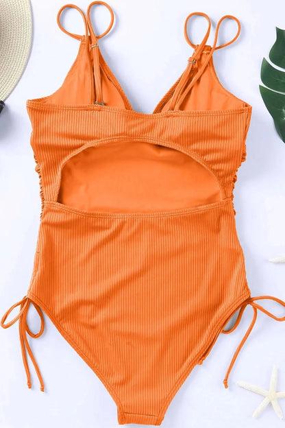 Drawstring Plunge One-Piece Swimwear