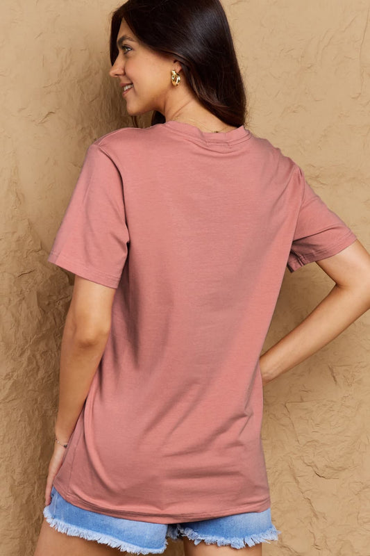 Simply Love Full Size Halloween Theme Graphic Cotton Tee – Dusty Pink by Simply Love