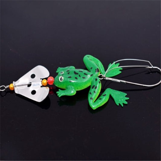 Revolving sequin frog bait with anti-snag hook for bass fishing