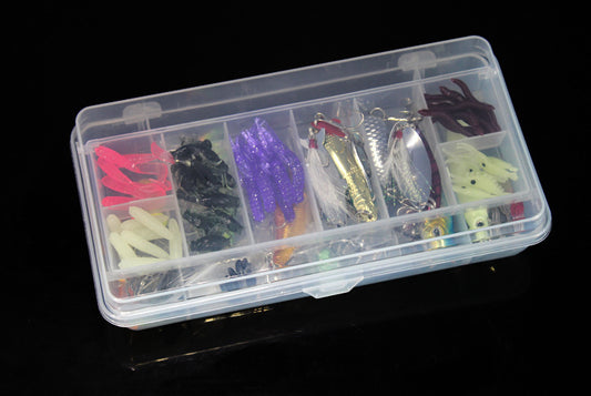 100-Piece Fishing Lure Set – Soft Bait & Hooks Kit with Sequins | Tackle Box Included