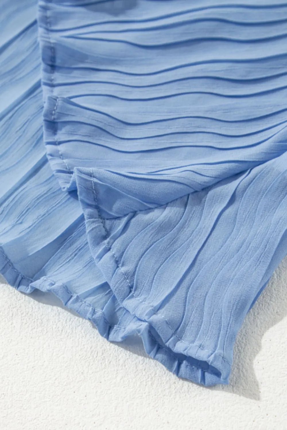 Textured Pleated Tied Mock Neck Flowy Tank Top