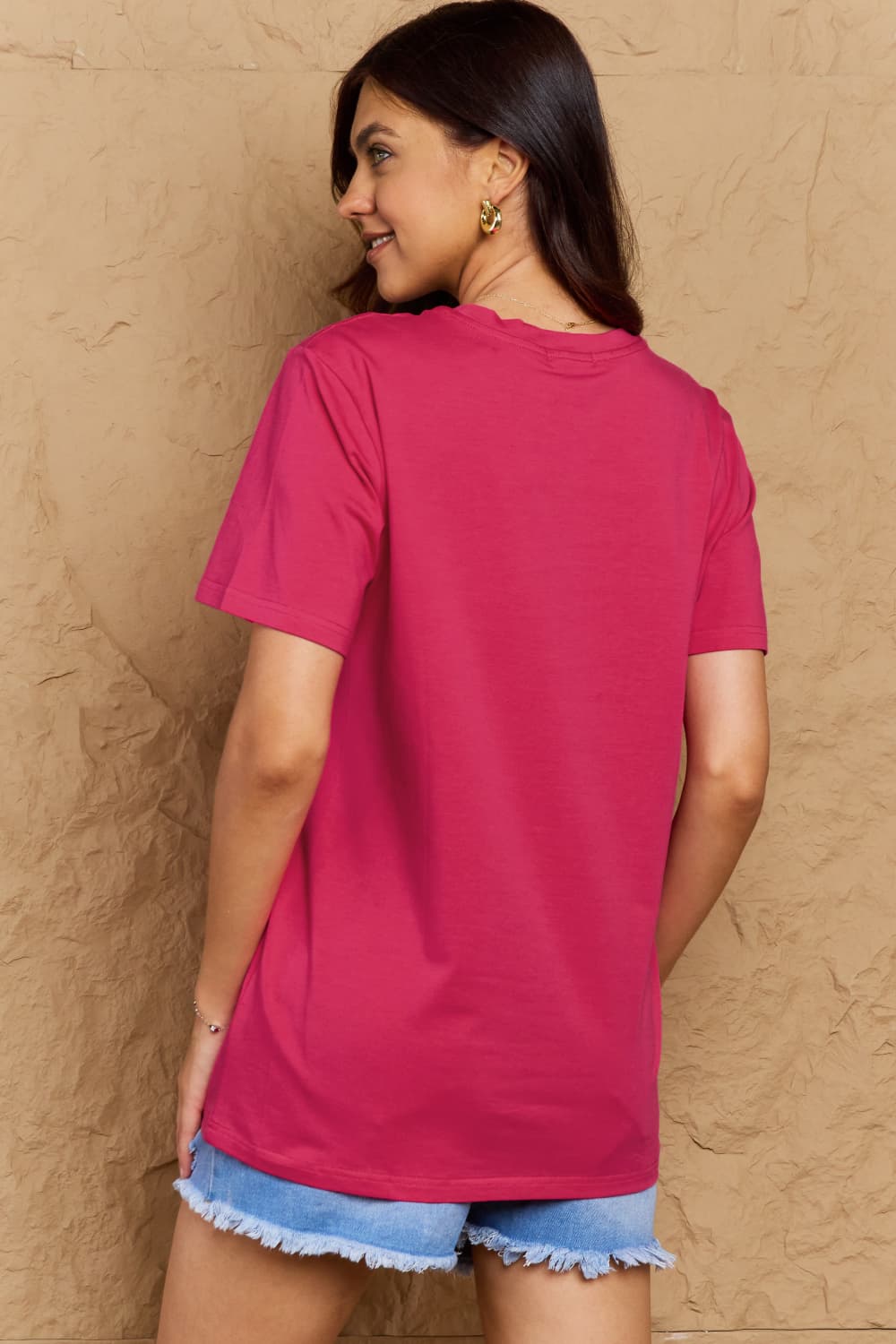 Simply Love Full Size BOOKS ARE MY LOVE LANGUAGE Graphic Cotton Tee – Deep Rose by Simply Love