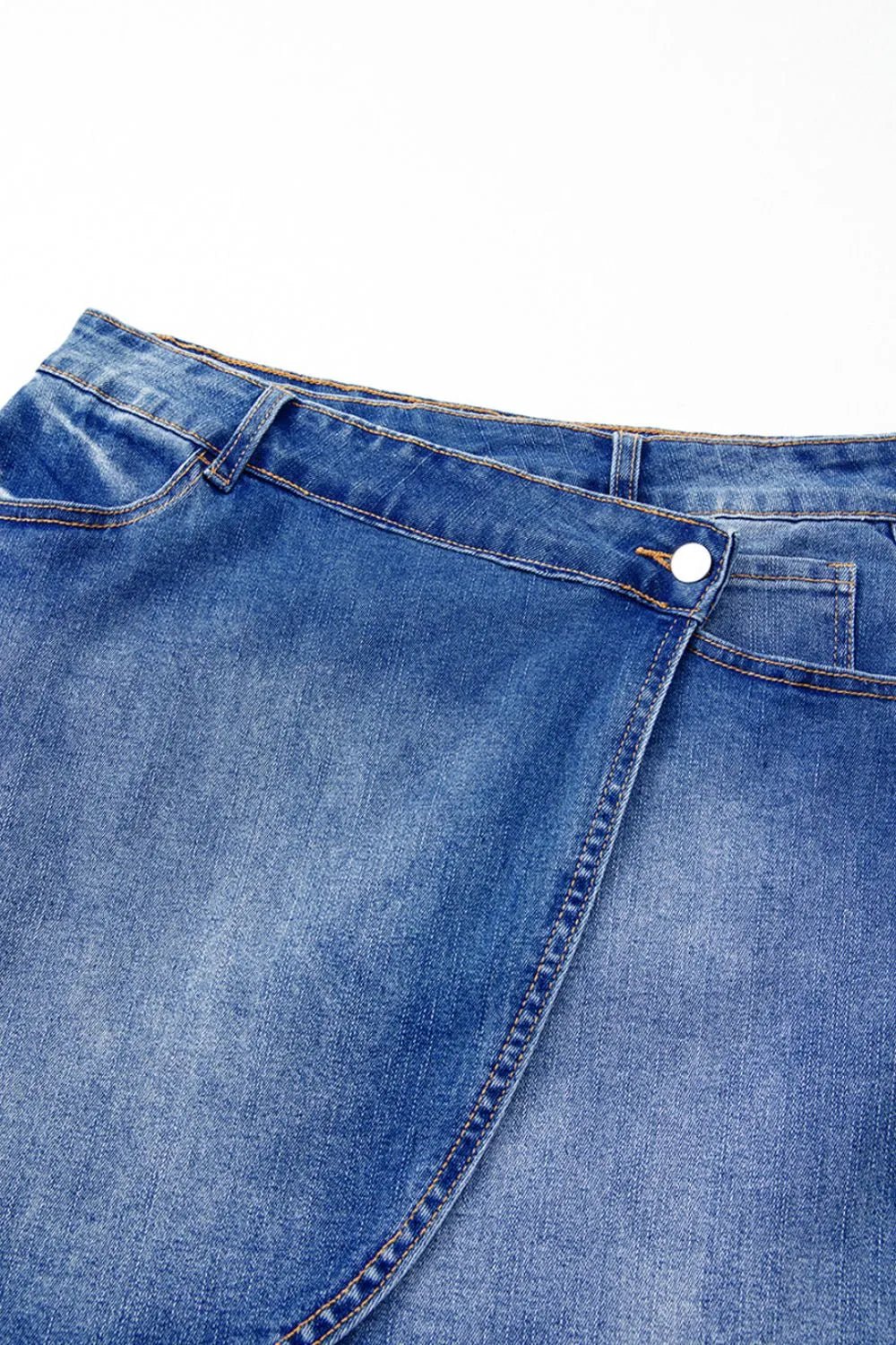 Wrapped Crossed Waist Denim Mini Skirt – Medium by Simply Love