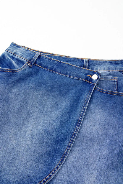 Wrapped Crossed Waist Denim Mini Skirt – Medium by Simply Love