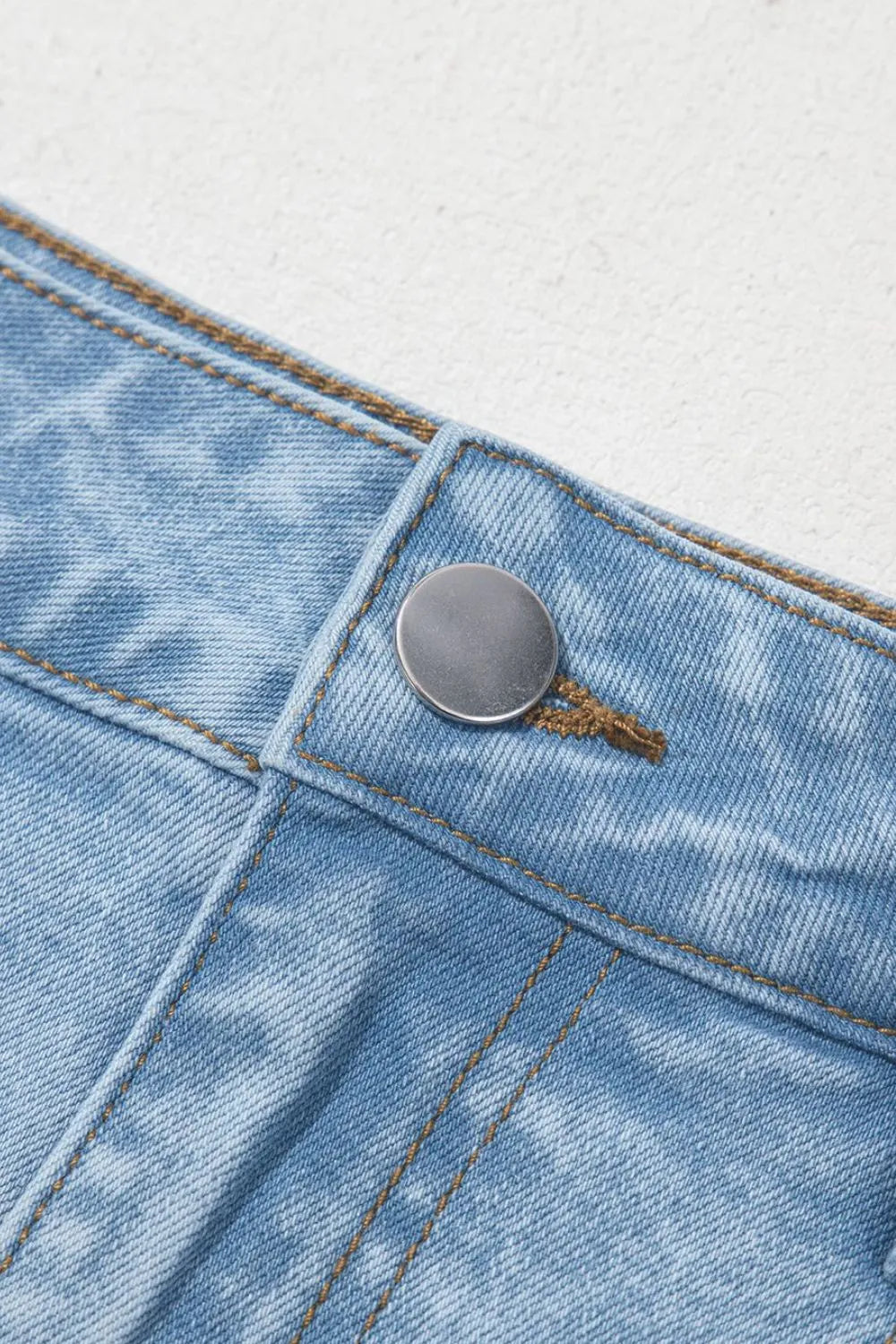 Bubble Hem Denim Mini Skirt