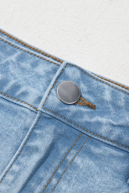 Bubble Hem Denim Mini Skirt