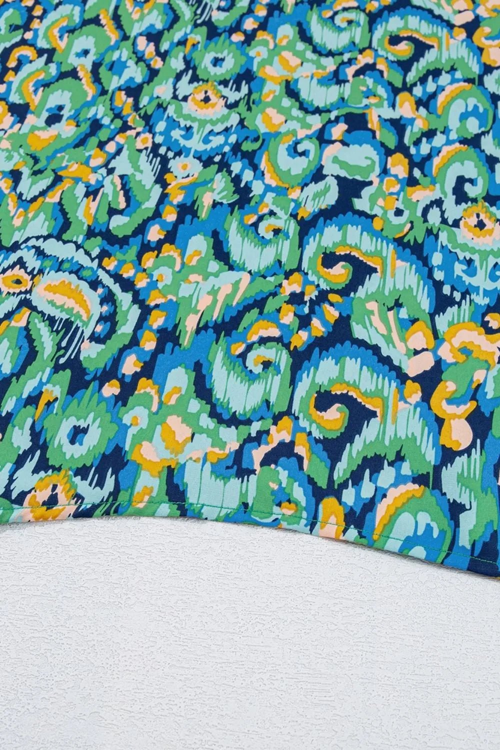 Abstract Print V Neck Half Sleeve Loose Fit Blouse – Turquoise by Simply Love