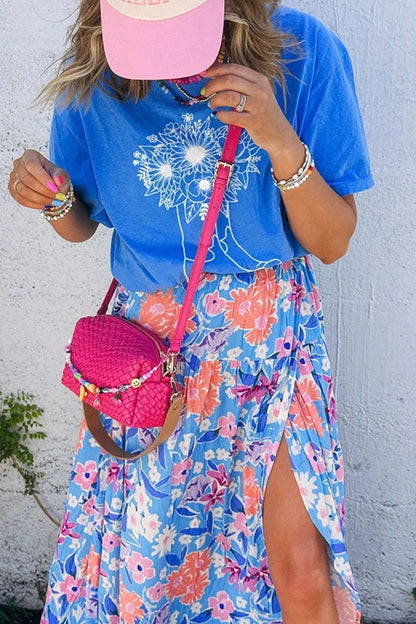 Graphic Round Neck Short Sleeve T-Shirt – Blue by Simply Love