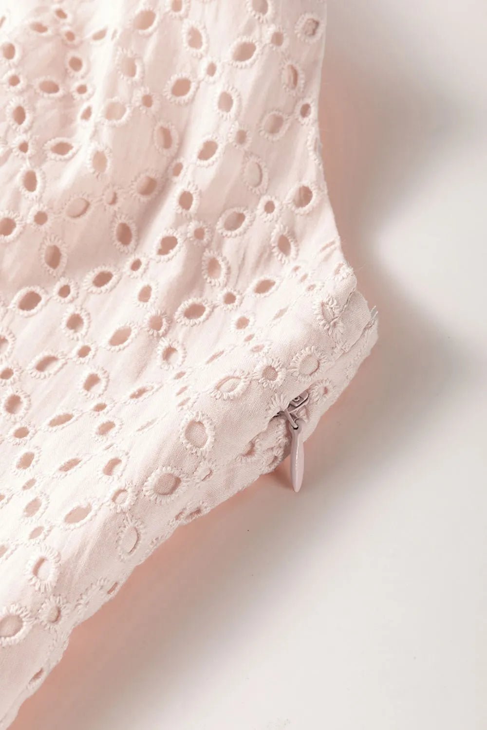 Embroidered Eyelets Ruffled Hem Sleeveless Mini Dress – Watermelon pink by Simply Love