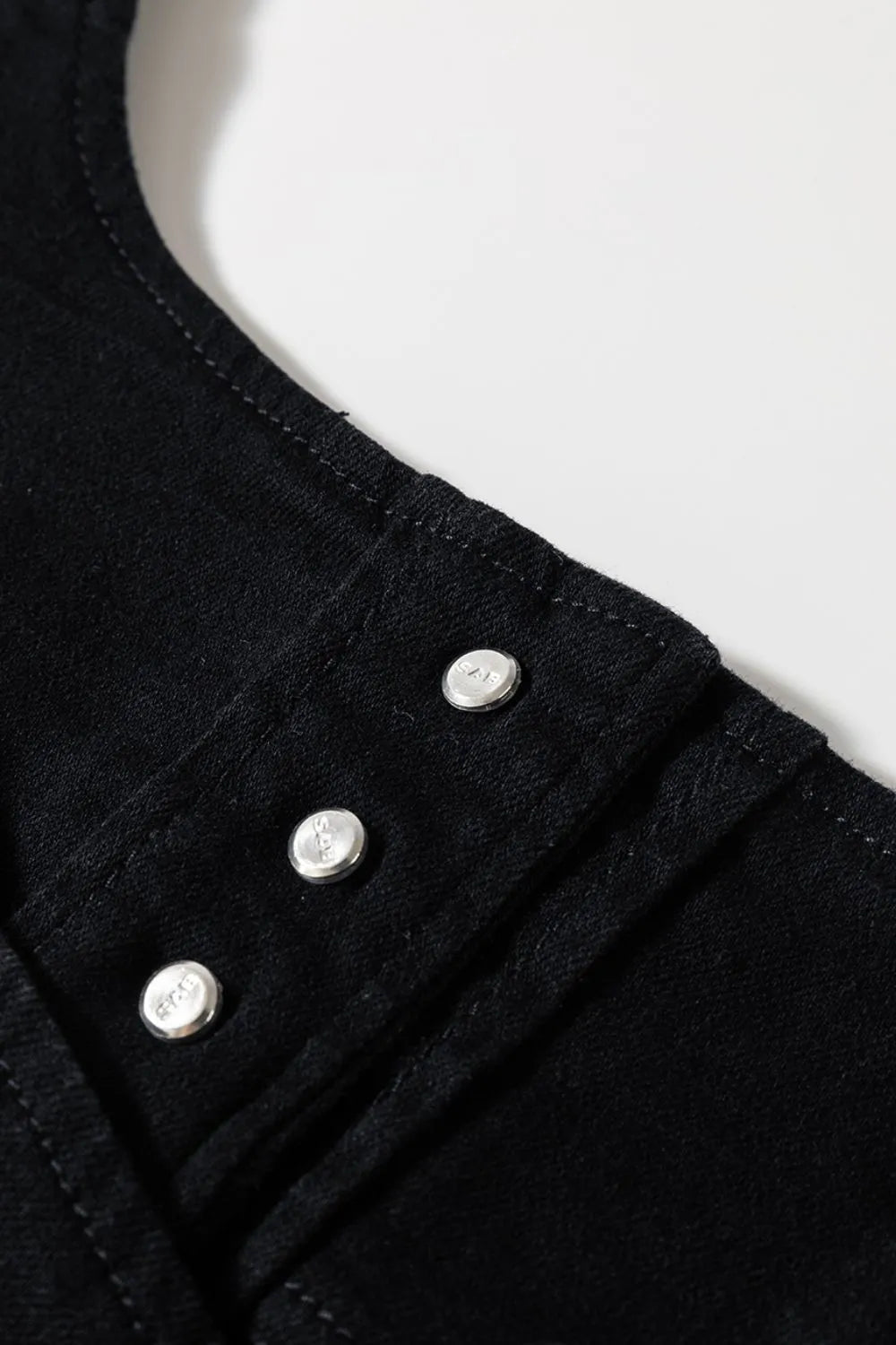 Acid Wash Buttoned Cropped Slim Denim Tank Top – Black by Simply Love