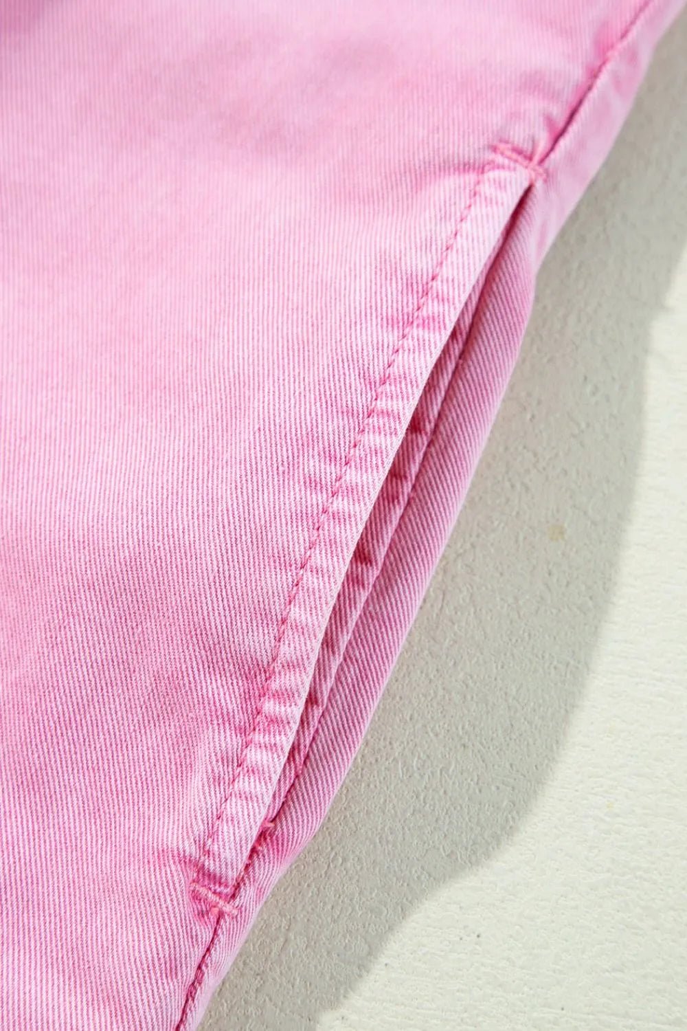 Button Down Short Sleeve Denim Dress – Blush Pink by Simply Love