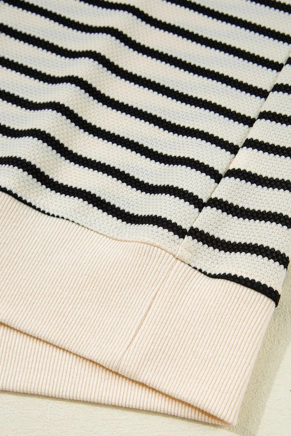 Striped Round Neck Ruffle Sleeve Blouse – Black by Simply Love
