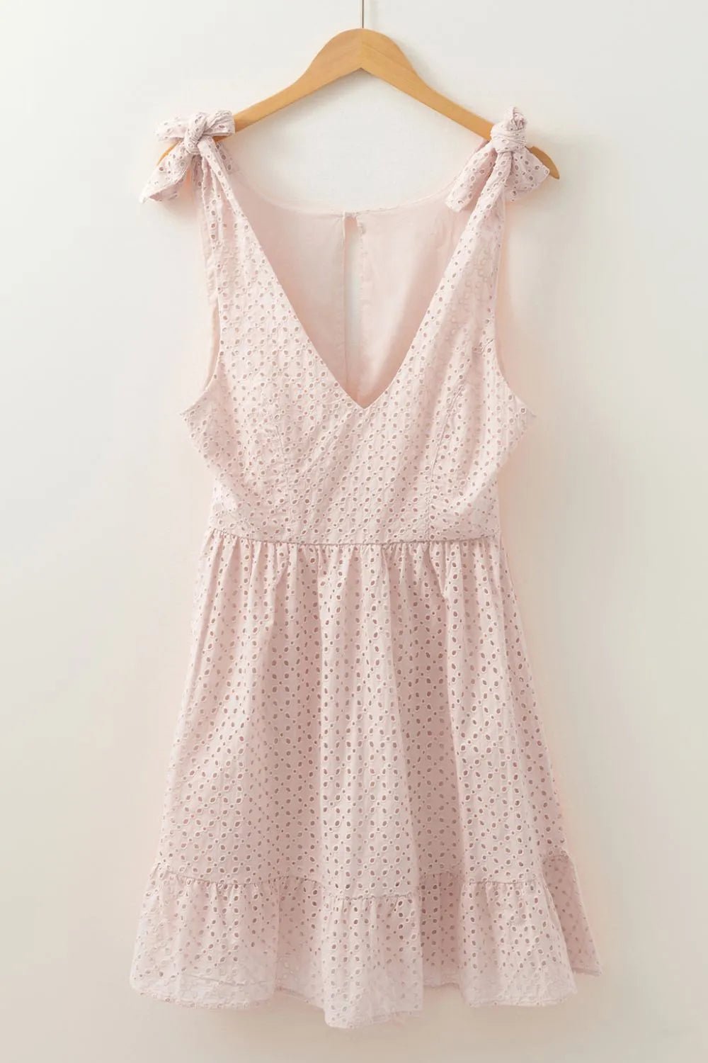 Embroidered Eyelets Ruffled Hem Sleeveless Mini Dress – Watermelon pink by Simply Love