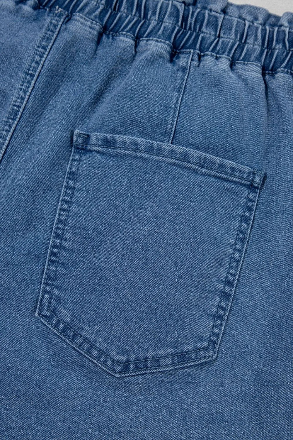 Drawstring High Waist Denim Shorts with Pockets – Medium by Simply Love