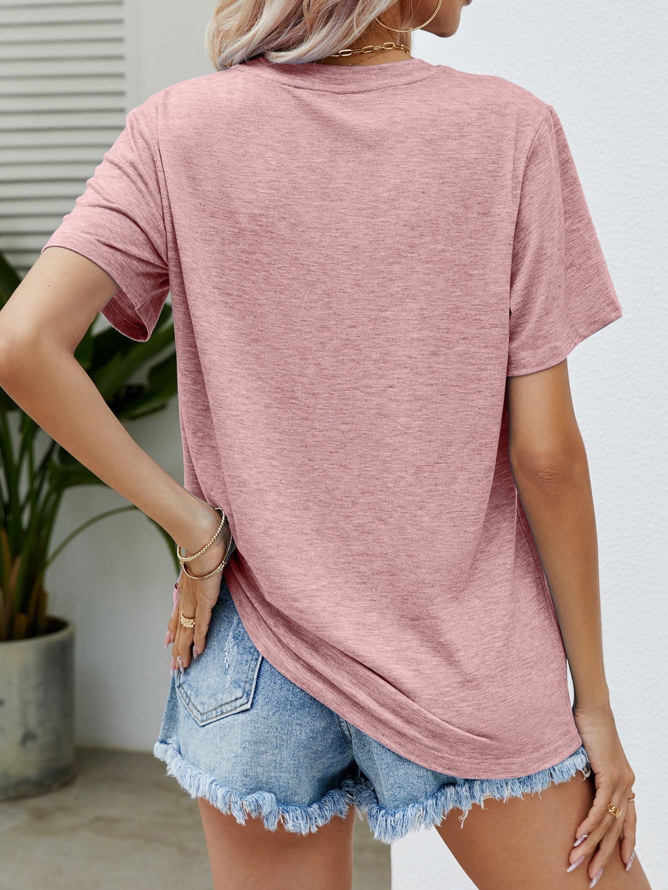 US Flag Flower Graphic Tee – Blush Pink by Simply Love