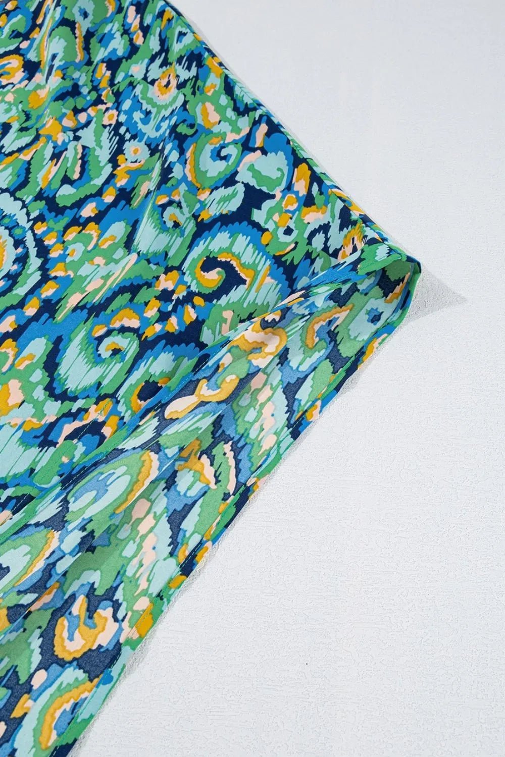 Abstract Print V Neck Half Sleeve Loose Fit Blouse – Turquoise by Simply Love