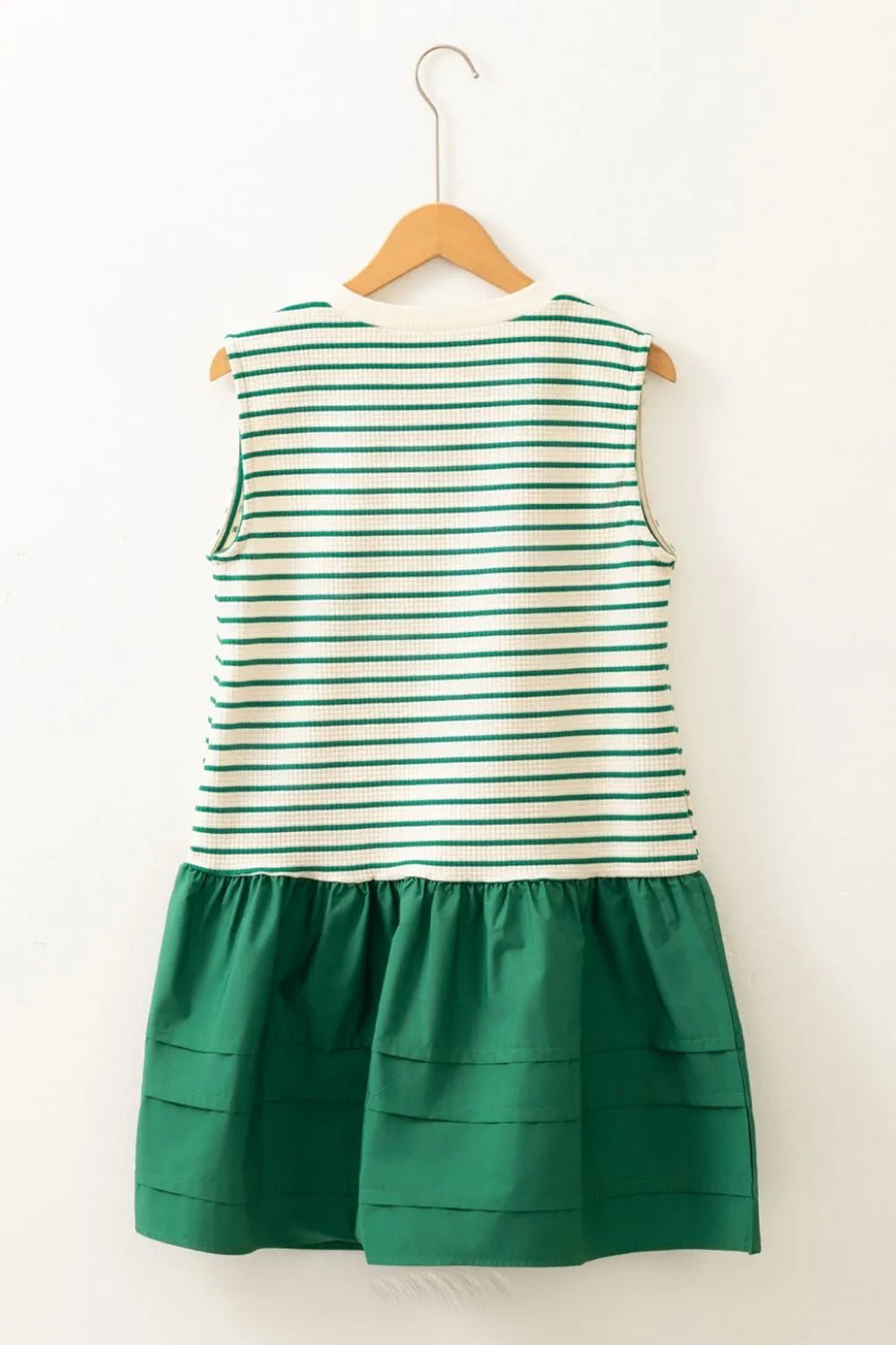 Stripe Woven Sleeveless Mini Dress – Dark Green by Simply Love