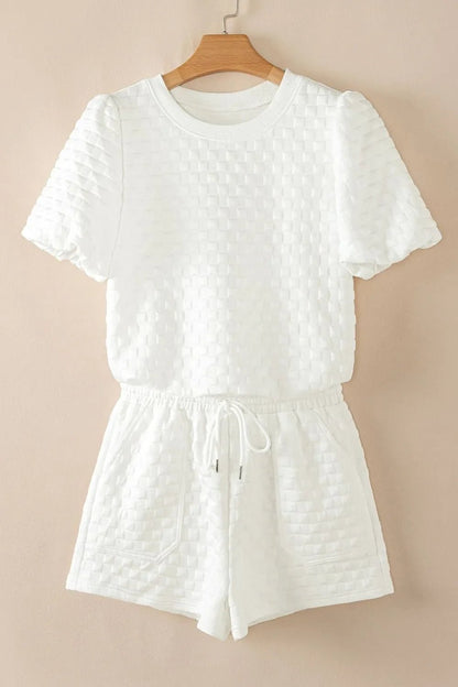 Checkered Texture Top and Shorts Set