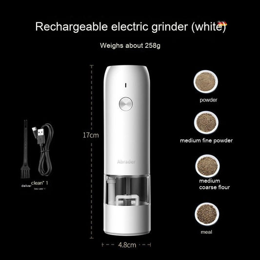 Rechargeable Electric Salt & Pepper Grinder Set – One - Handed Adjustable Mill | Modern Kitchen Gift – Battery grinder black Kitchen tool by SbrTnHomes