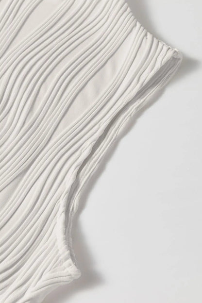 Wavy Textured Mock Neck Tank
