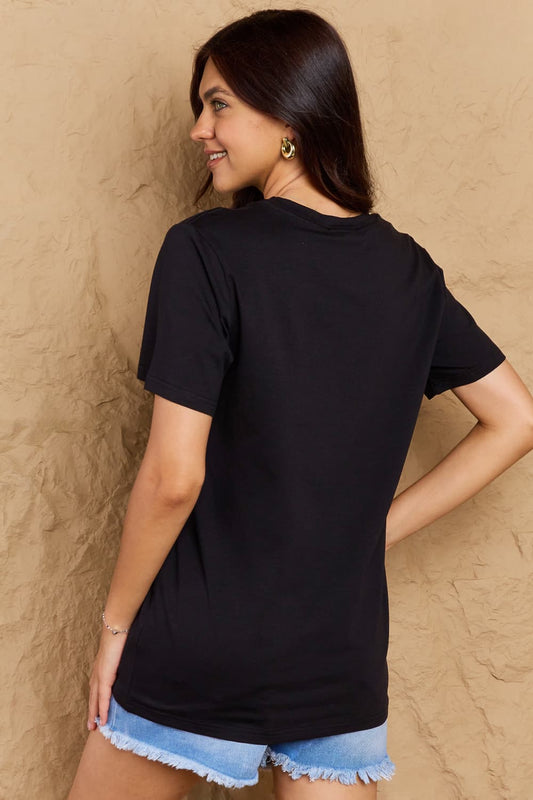 Simply Love Full Size Dinosaur Skeleton Graphic Cotton Tee – Black by Simply Love