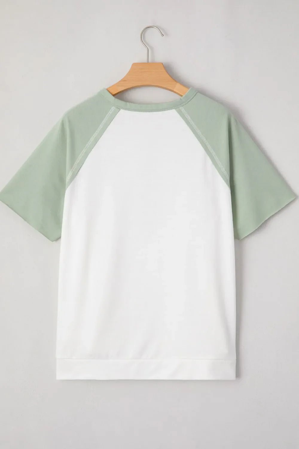 Color Block Raglan Short Sleeve Half Buttons High Low T Shirt – Sage by Simply Love