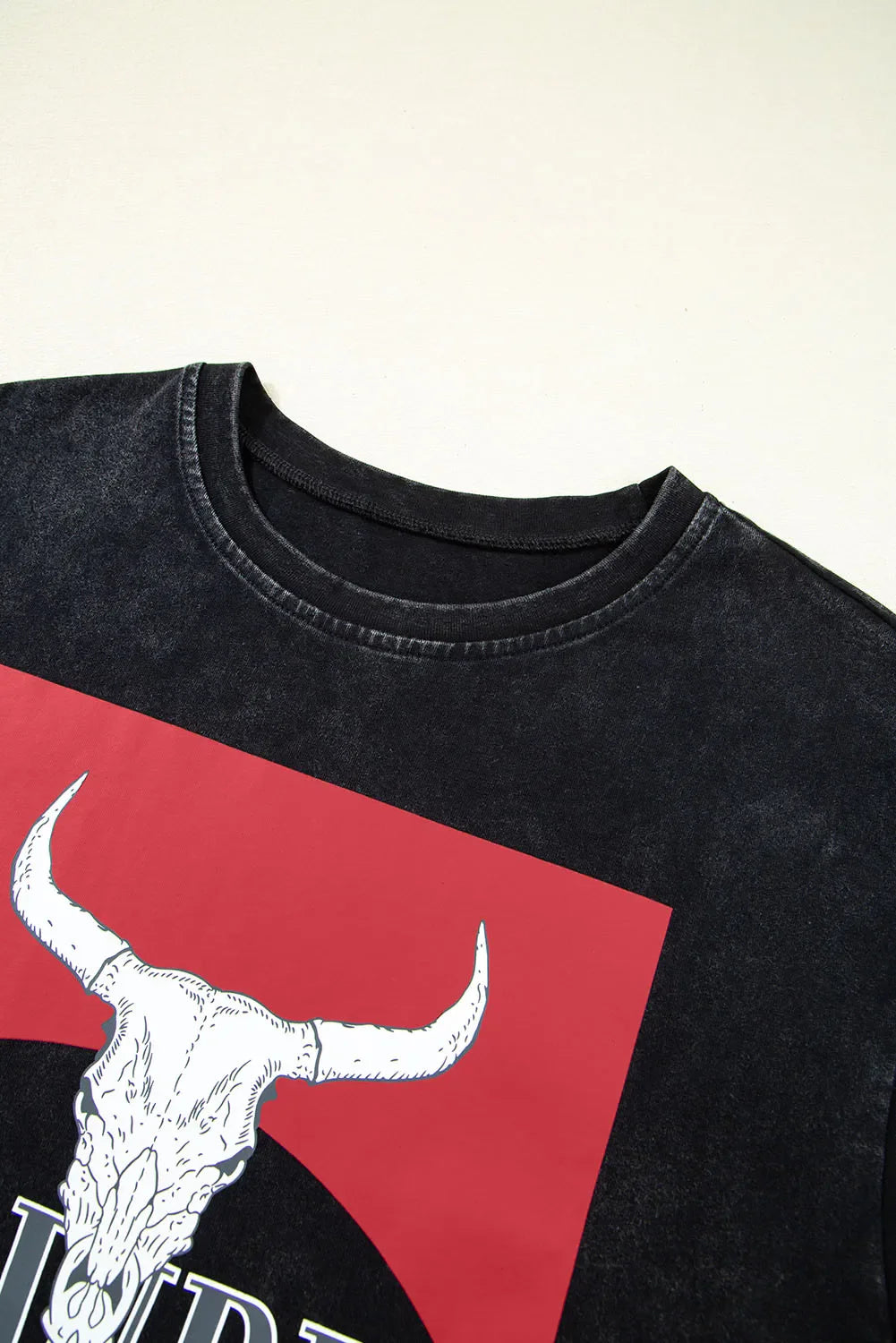 Western HOWDY Steer Head Print Side Slits Loose Fit T Shirt