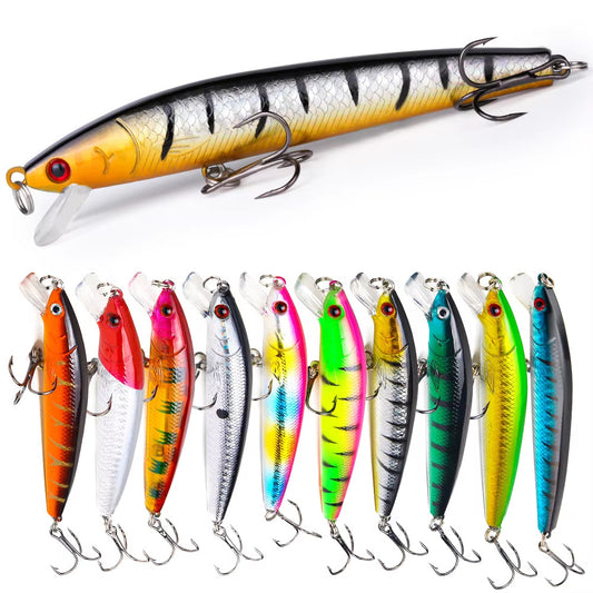 Mixed topwater and midwater lures including frogs, minnows, VIBs