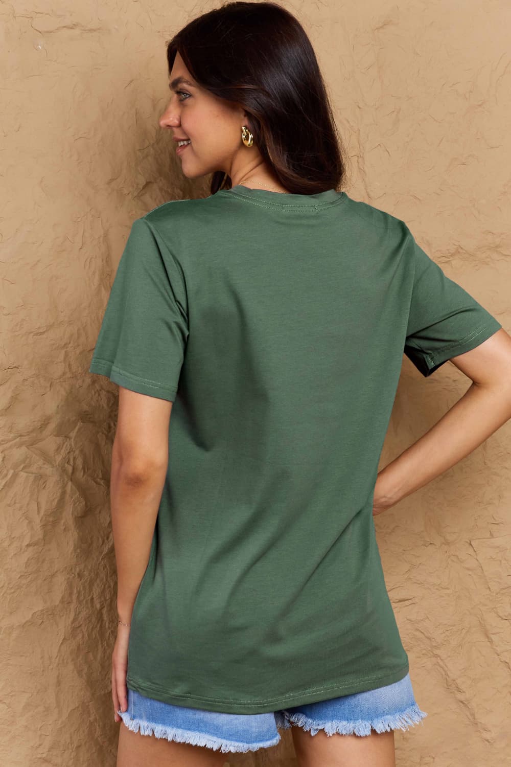 Simply Love Full Size BOOKS ARE MY LOVE LANGUAGE Graphic Cotton Tee – Green by Simply Love
